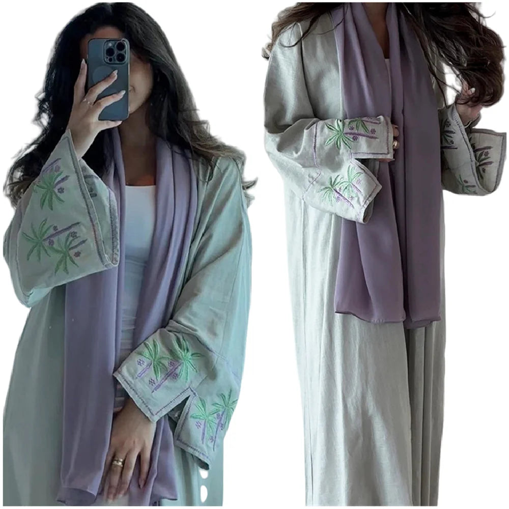 MQ078 High Quality Arab Dubai Abaya Women Muslim Dress Saudi Embroidery Abaya Robe Femme Turkiye Muslim Cardigan