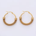 Tarnish Free Stainless Steel Large Hoop Earrings High-end Mesh Circle Earrings New Trendy Oval Hollow Mesh Corn Earrings