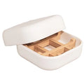 Quality Eco-friendly Plastic-Free Bamboo Fiber Soap Bar Holder for Travel Square White Bathroom Use with Water Drain