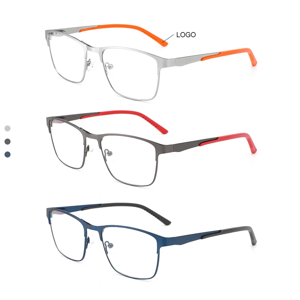 2025 Latest Trend Unisex Vintage Square Metal Frame Glasses with Durable Rubber Temples for Youth Sport & Business Elegance.