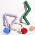 Large Durable Blue Tug Rope Rubber Chew Toy Set for Dogs Natural Interactive