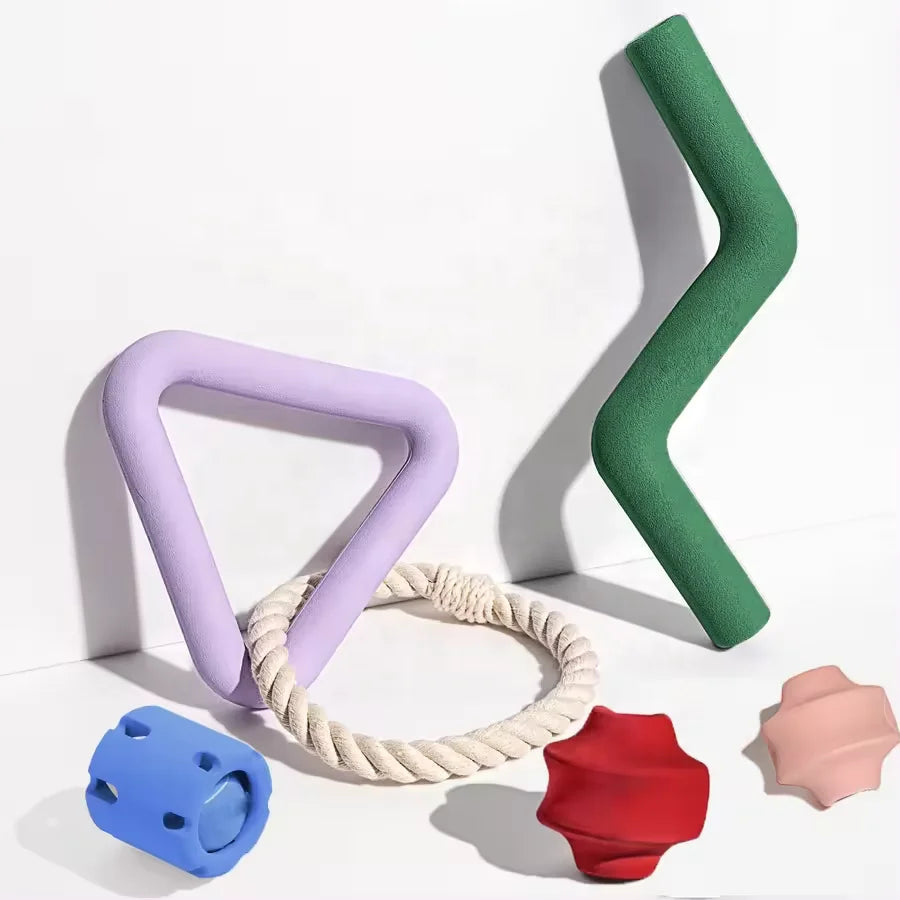 Large Durable Blue Tug Rope Rubber Chew Toy Set for Dogs Natural Interactive