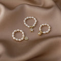 Wholesale Freshwater Pearl Ring Female Fashion Personality Simple Zircon Love Star Elastic Pearl Ring for Women