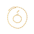 Personalized Stainless Steel 18K Gold Plated Korea Water Wave Wavy Mini Banana Link Chain Jewelry Set Necklace Bracelet