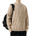 Trendy Men's Autumn/Winter Sweater Versatile Loose Casual Base Knitted Crew Breathable Stand Warm ODM for Couples