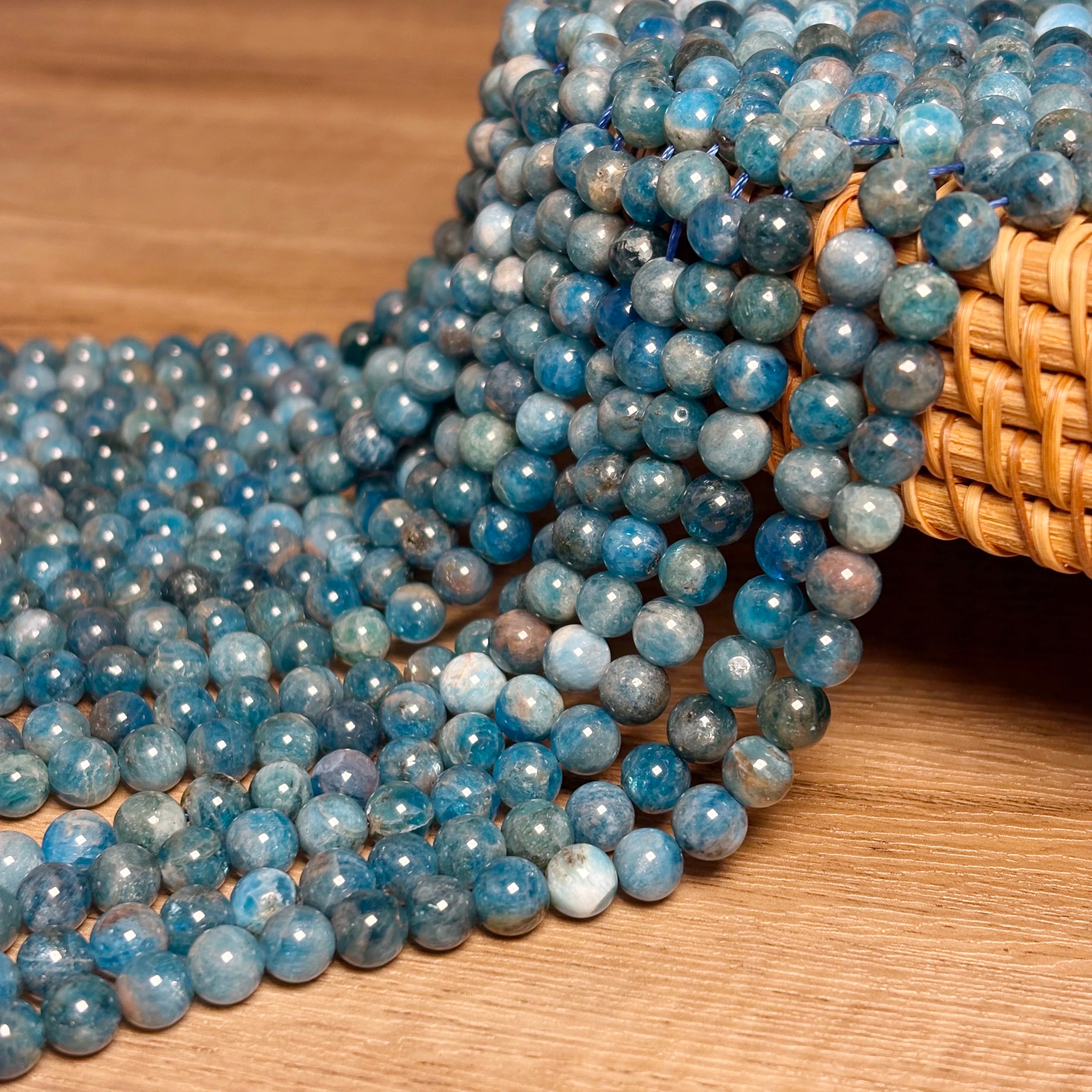 Loose Beads High Quality Round Loose Beads Wholesale Jewelry Making Natural Apatite Beads