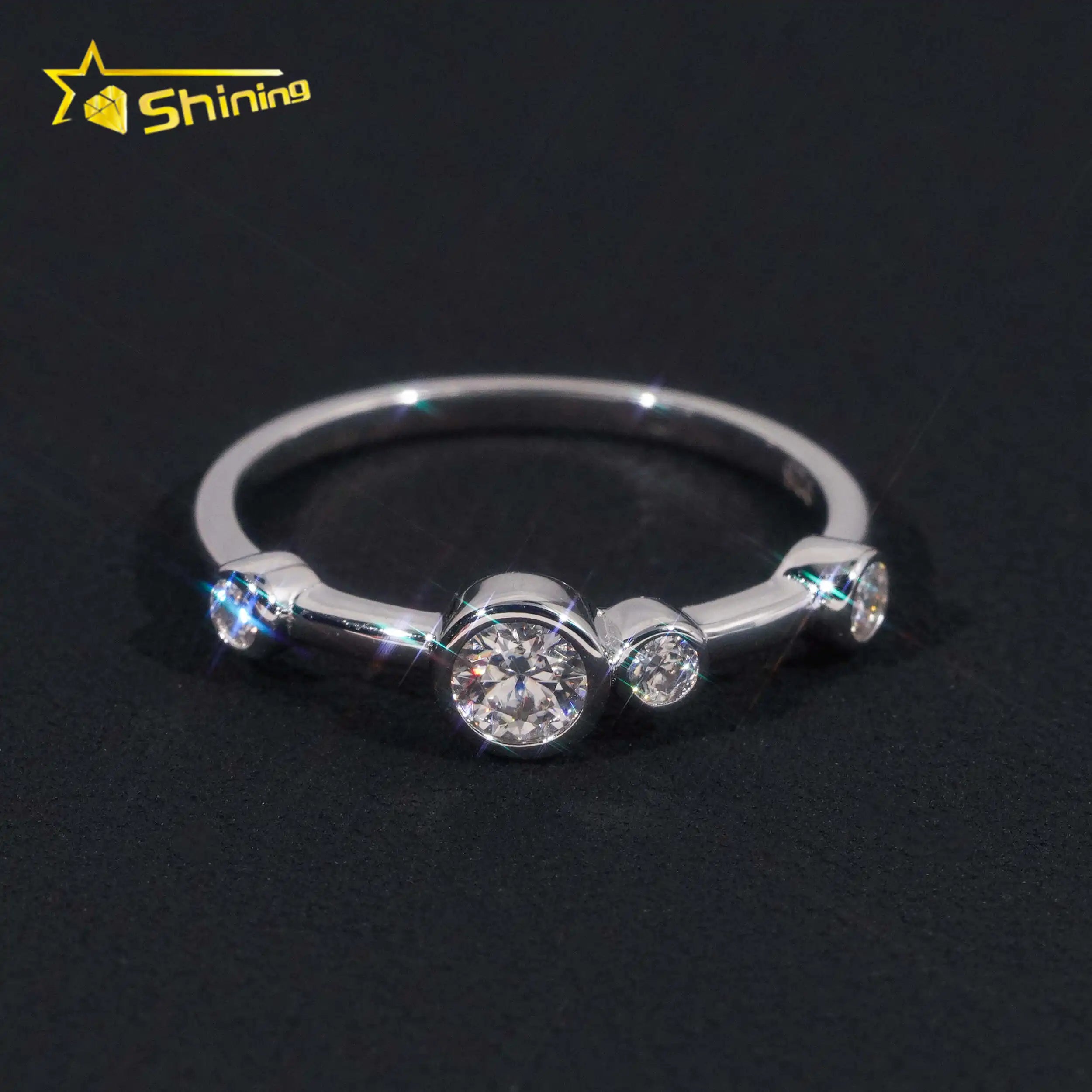 Trendy Style Round Moissanite Wedding Band Ring 925 Silver Fashion Jewelry Rings Customized Women Engagement Finger Ring