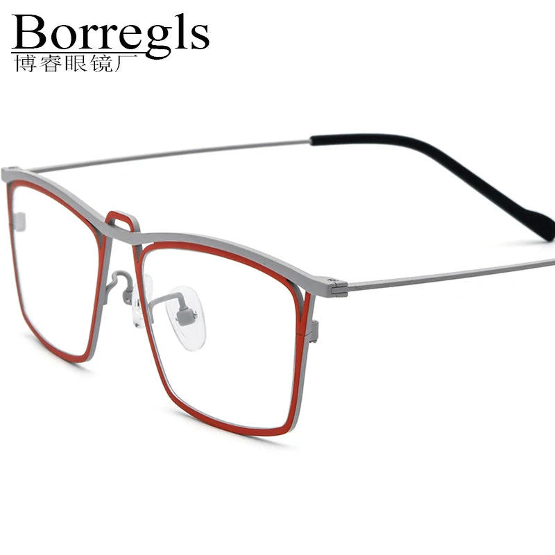 Borregls Colorful Titanium Glasses Frame Men 2025 Designer Retro Square Eyeglasses Women Spectacle High Quality Optical Eyewear