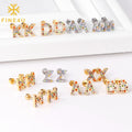 Fashion Jewelry Gold Plated Diamond 26 Alphabet Initial Letter Stainless Steel Stud Earrings for Women