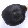 Men's 10-Inch Remy Hair Toupee Hairpiece System Natural Straight Human Hair with Breathable Silk Lace Base Clip for Prosthesis
