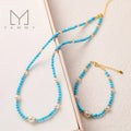 Blue Turquoise With Natural White Shell Pearl Gemstone Beads Necklace Bracelets Set for Bohemia Style Gift for Her. MegaBDM