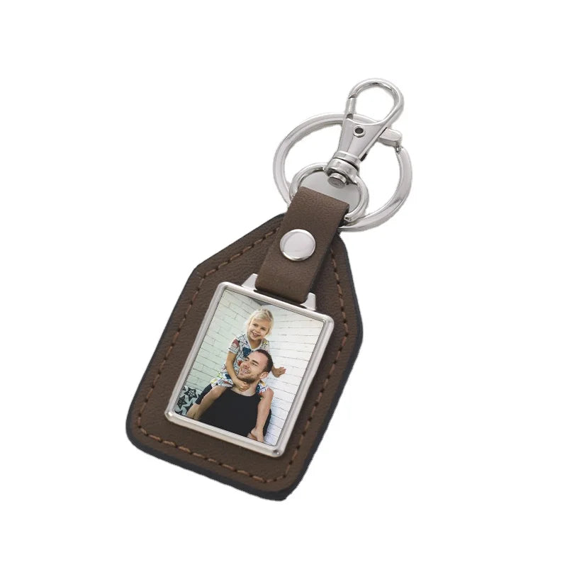 DIY Craft Name Tag Print Photo Leather Keychain Engraving Blanks Sublimation Leather Keychains
