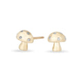 LOZRUNVE Gold Bezel Setting Diamond Mushroom Post Earring Silver 925 Sterling