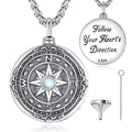 Changda 925 Sterling Silver Moonstone Compass Bulk Pet Ashes Memorial Urn Cremation Jewelry Necklace