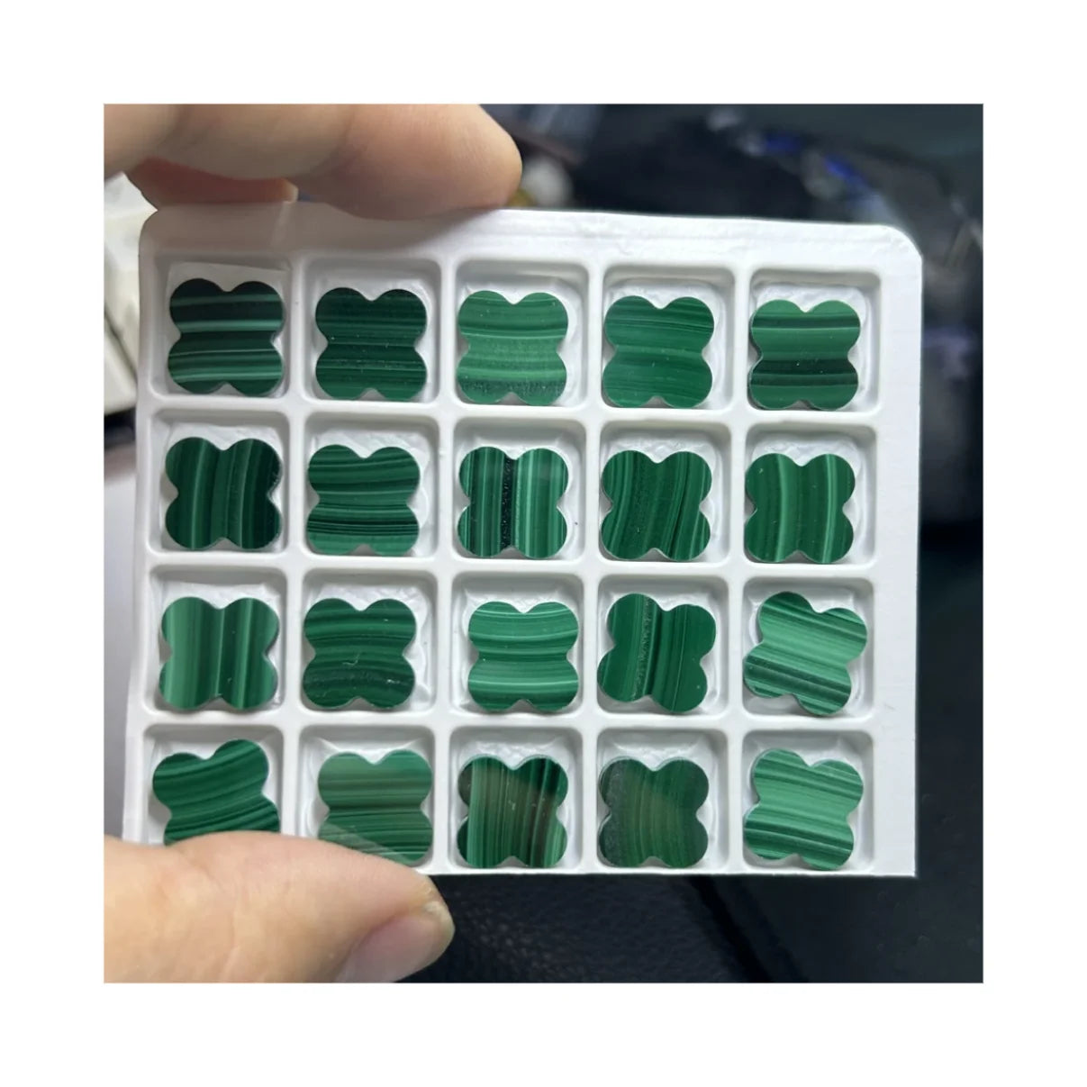HQ Gems Four Leaf Clover Stone 8mm to 23mm Natural Green Malachite Blue Lapis Lazuli Loose Gemstones
