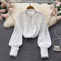 One Size High End and Niche Design With Hook Flower Temperament Long Sleeved Shirt