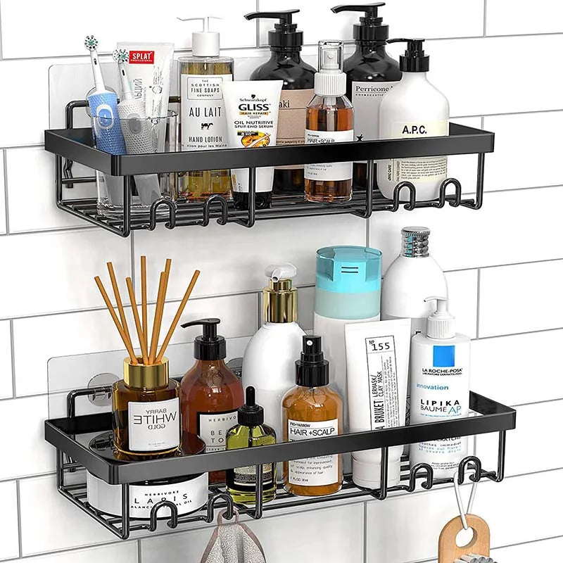 Hotselling Premium Bathroom Show Caddy 2 Pack Adhesive Shower Organizer with Hooks