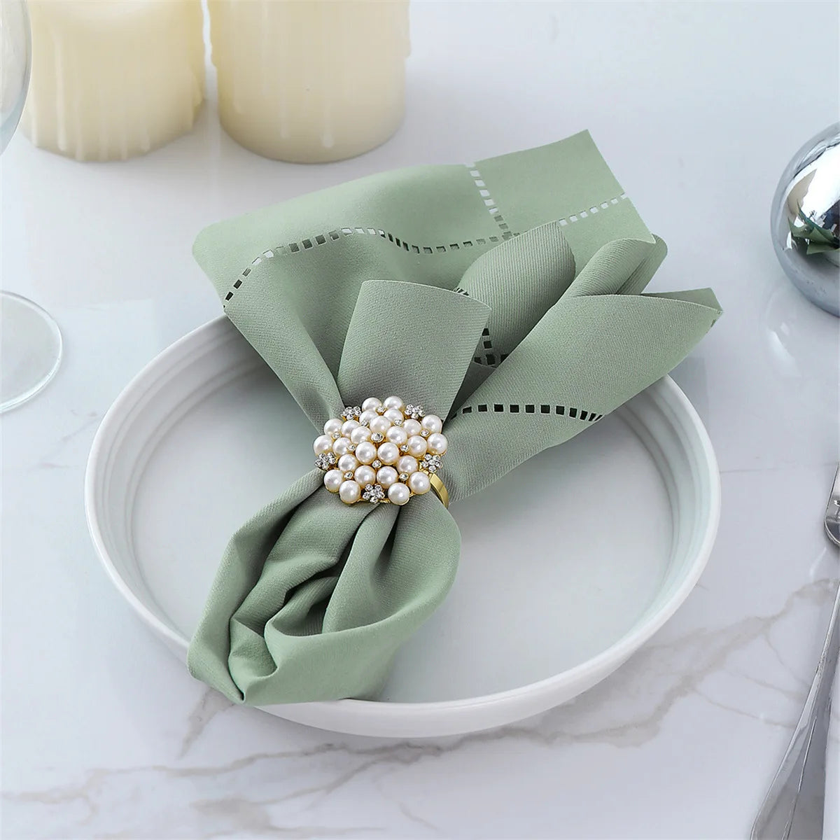 Hollow Out Polyester Cotton Square Napkin Cloth for Party Wedding Reusable Restaurant Home Napkin Placemats
