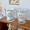 Custom Logo Transparent Letters Handmade Wide Mouth Reusable Glass Coffee Tea Drinkware