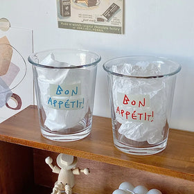 Custom Logo Transparent Letters Handmade Wide Mouth Reusable Glass Coffee Tea Drinkware