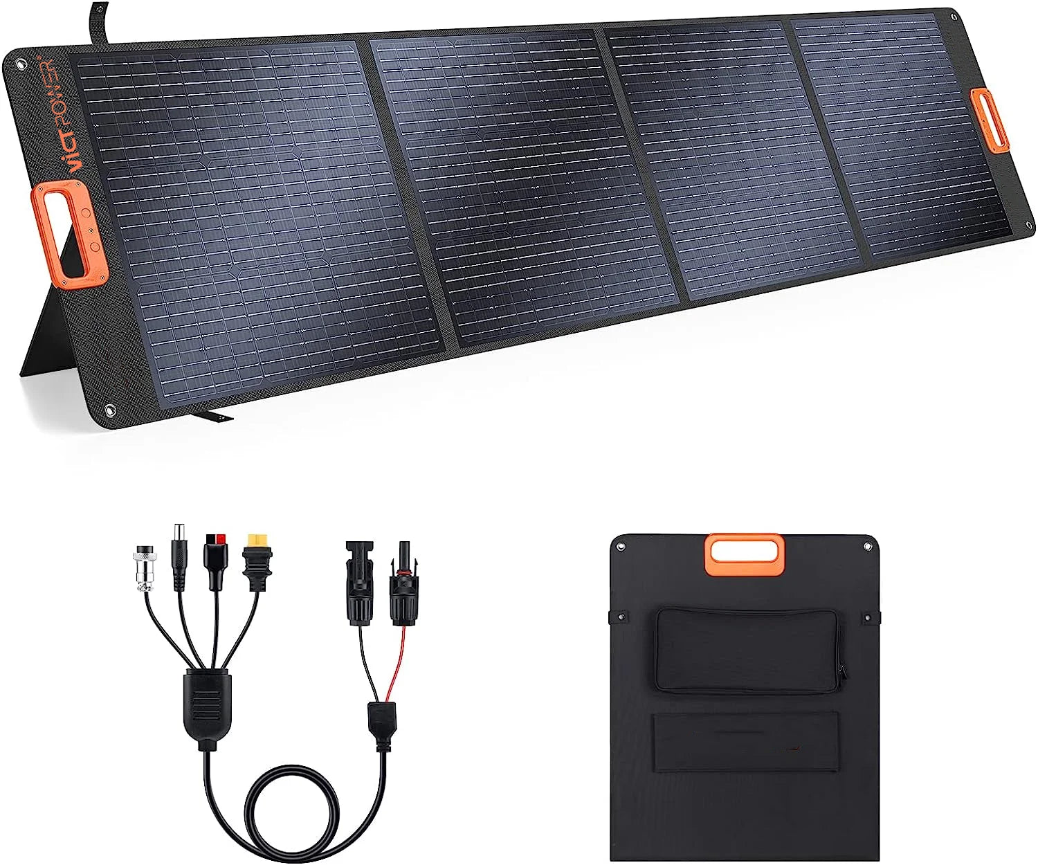 Portable 200W Foldable Solar Panel with 4 Kickstands IP65 Waterproof Power Station 1-Year Warranty