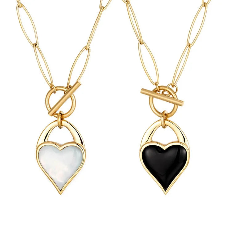 Fashion Women Necklace 18k Gold Plated Heart Pendant Shell Necklace