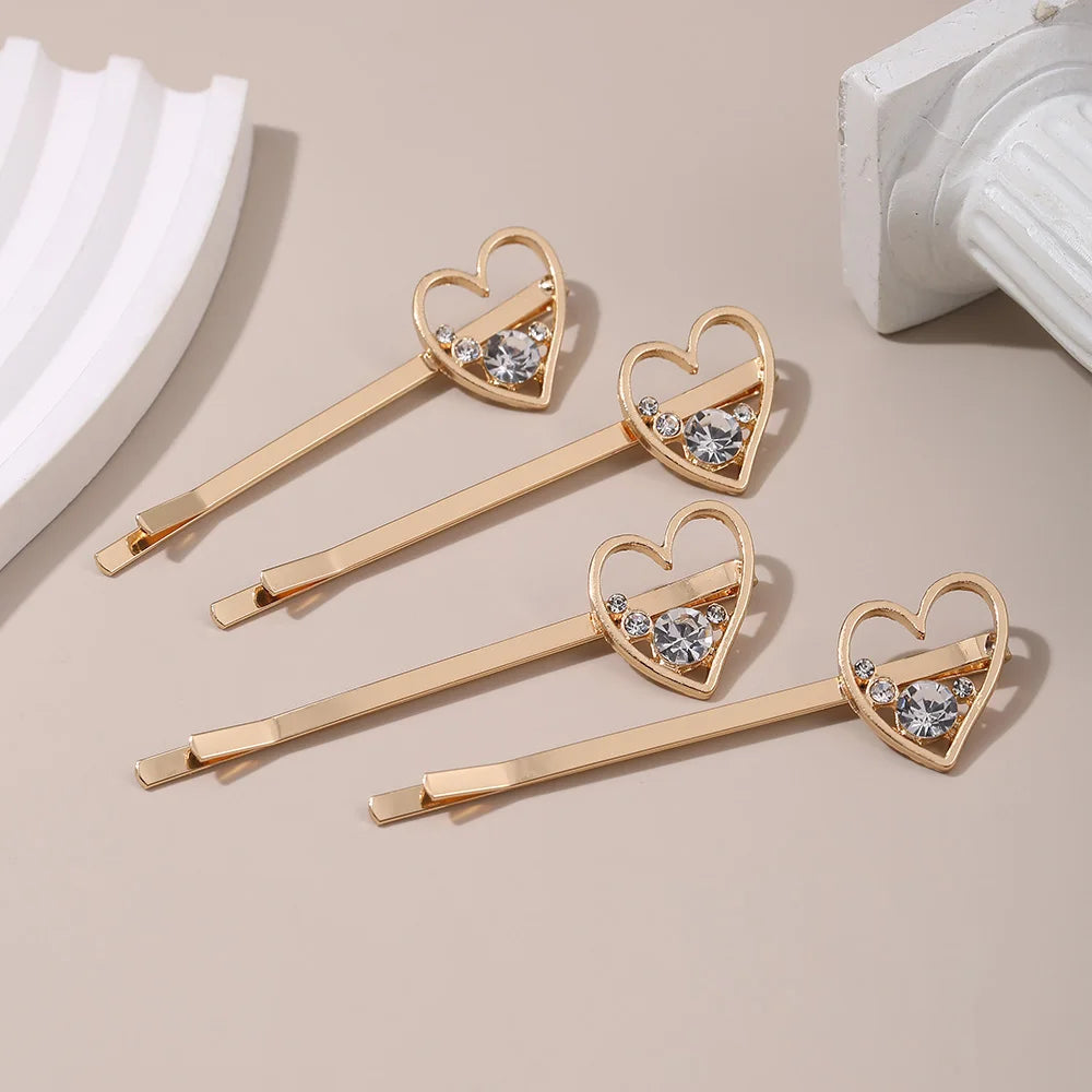 Factory Wholesale Colorful love Rhinestone Hair Clips Crystal Silver Gold Stars Celestial Wedding Bridal Bobby Hair Pins