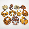 SC Wholesale Wooden African Earrings Charms Pendants Geometric Hollow Handmade Wooden Pendants & Charms for Necklace Earrings