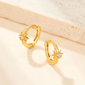 925 Sterling Silver Statement Earrings Star Huggie Silver 925 Earring Women Fashion Jewelry Earrings