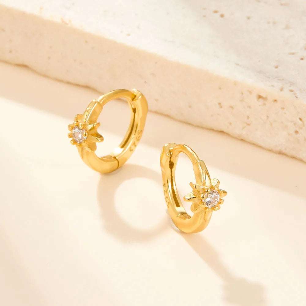 925 Sterling Silver Statement Earrings Star Huggie Silver 925 Earring Women Fashion Jewelry Earrings