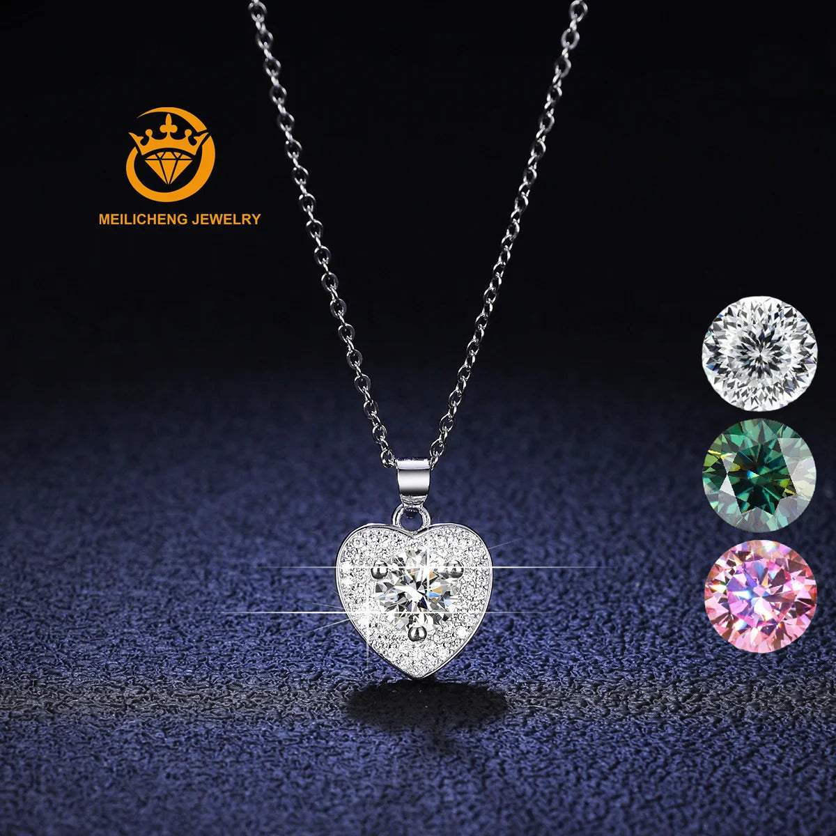 925 Sterling Silver Fashion Jewelry Necklace Sparkling Dancing Heart Shaped Moissanite Pendant for Women