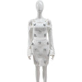 C3698 Fashion Dropshipping Beaded Cutout Women Mini Knitted Long Sleeves White Women Mini Dress