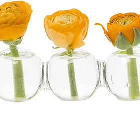 Custom Made Caterpillar Small Clear Glass Bud Vase for Short Flowers Unique Low Sitting Cute Floral Vase