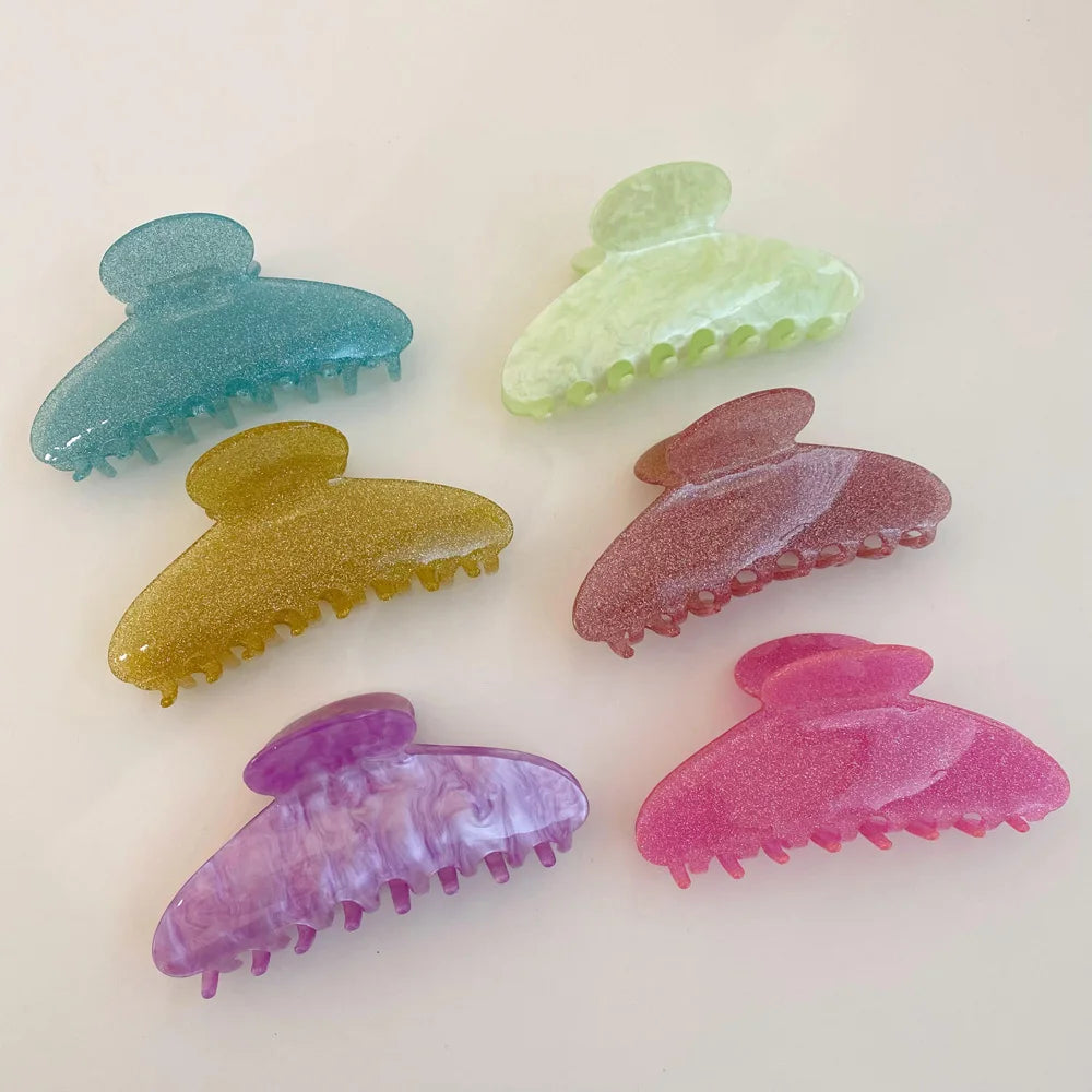 Luxury Girls Women Big Acrylic Acetate Hair Accessories Claw Clip Stylish Glitter Candy Color Hair Clamps Claw Clips