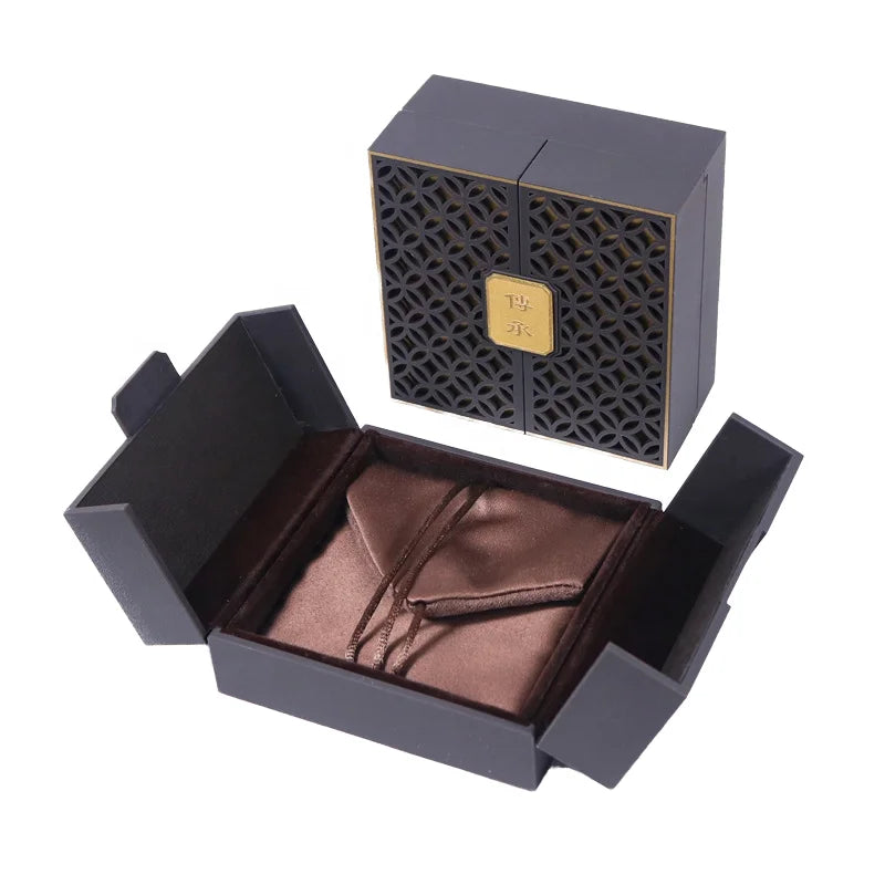 HONZO Luxury Vintage Simple Style Handmade Plastic Square Jewelry Box Double Doors Magnetic Closure Customizable Color/Logo