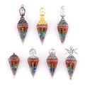 China Hot Sale Excellent Quality Natural Gemstone Crystal Resin Hexagonal Cone Gemstone Pendulum