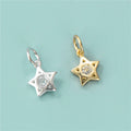Vintage 7.6mm Gold Plated Hollow Star With Diamond 925 Sterling Silver Zircon Star Charm Pendants for Jewelry Making