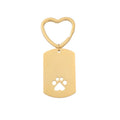 Stainless Steel Mirror Metal Blank Love Heart  Key Chains Solid Custom Engraved Logo Dog Tag Blank Dog Paws Tag Blank Keychain
