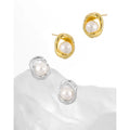 Beautiful Design 925 Sterling Silver Earrings Gold/Silver Luxury Pearl Stud Earrings for Women