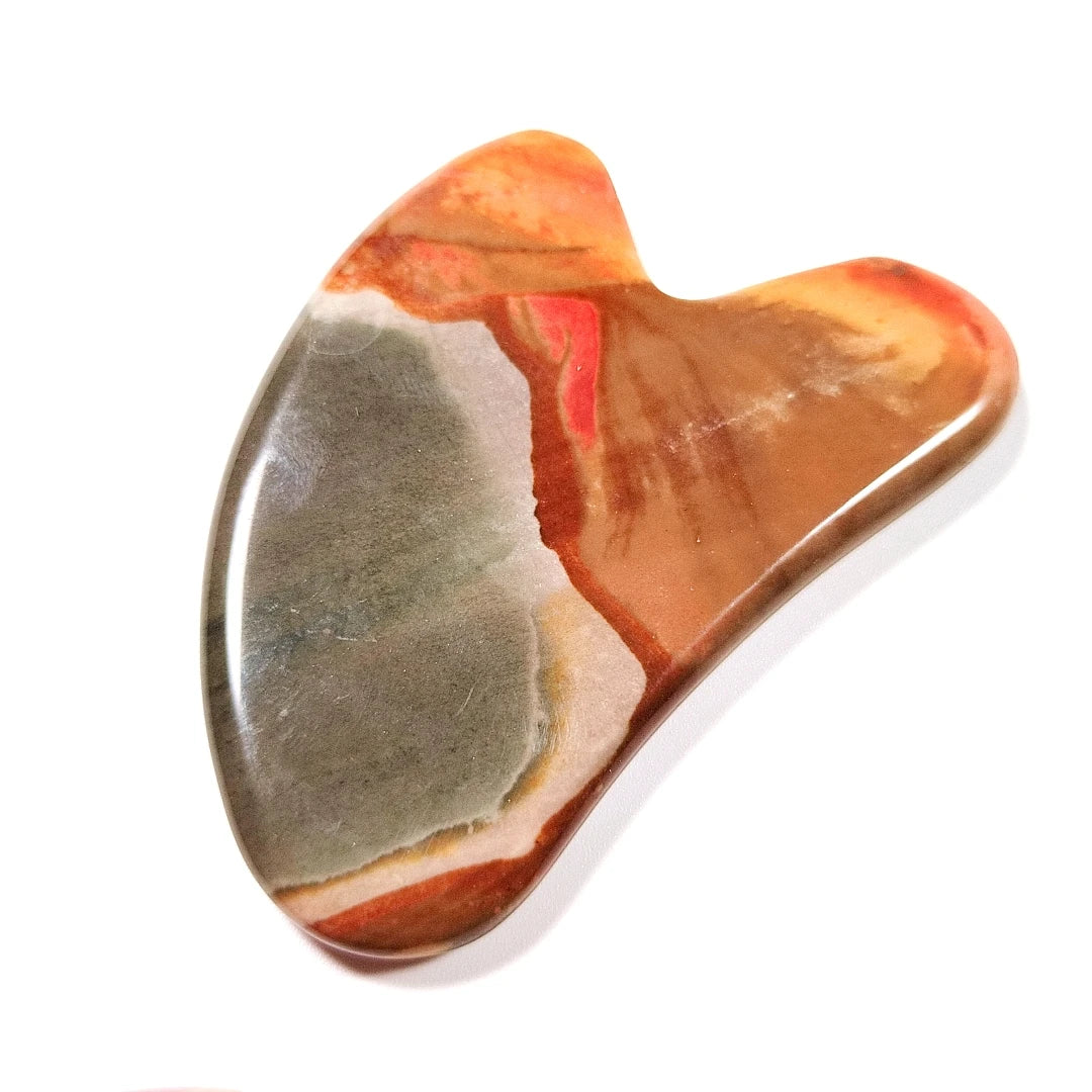 Huiying Beauty facial massager mookaite jasper body heart gua sha board scraping massage tool