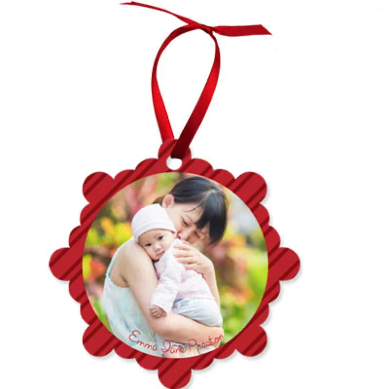 Qualisub 1mm Thick Aluminum Snow Sublimation Christmas Ornaments Blank Double Sided Printing Sublimation Metal Ornament