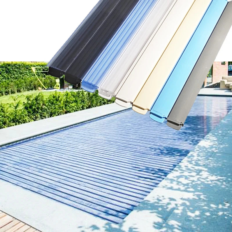 Outdoor Waterproof PC With UV Stable Automatic Swimming Pool Cover Foldable Automatic Pool Cover