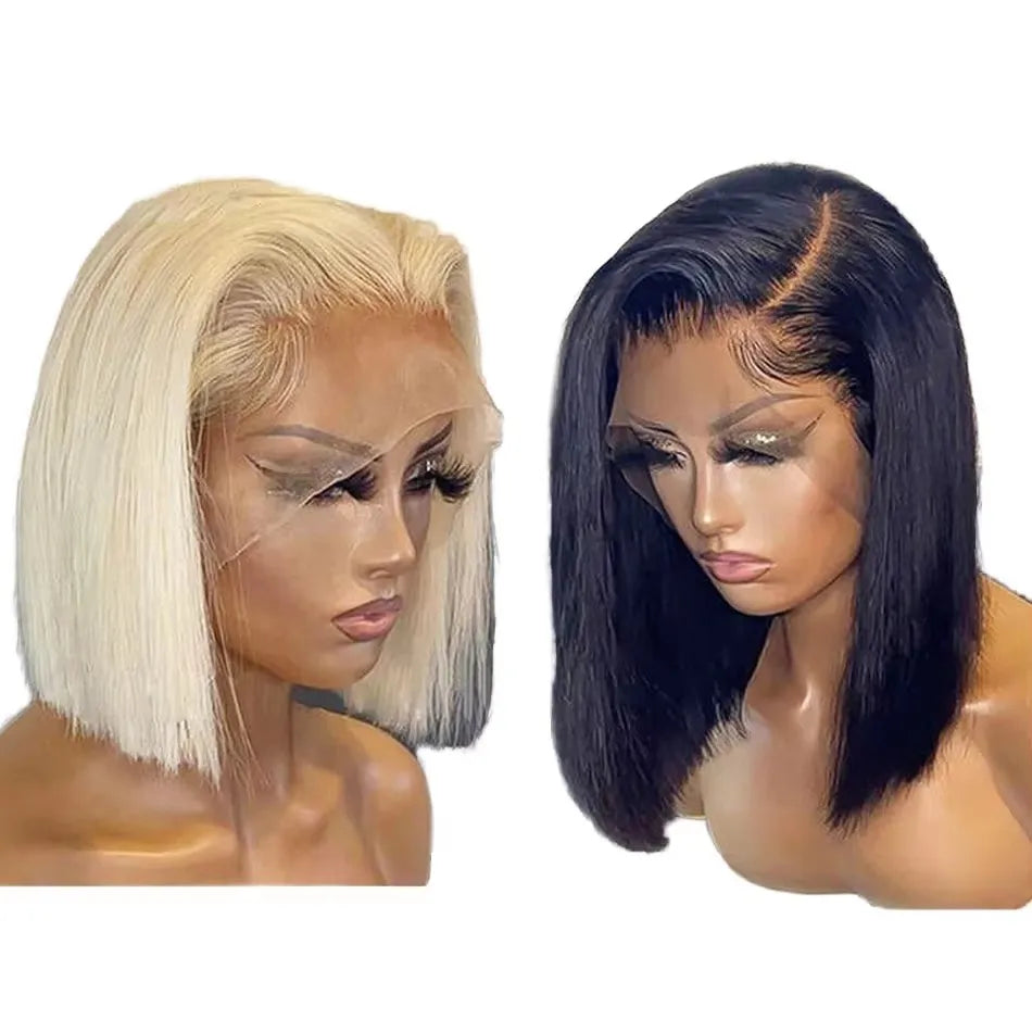 613 5X5 HD Lace Closure Short Glueless Wigs Human Hair for Black Women Bone Straight Brazilian Virgin Hair HD Lace Front Wig