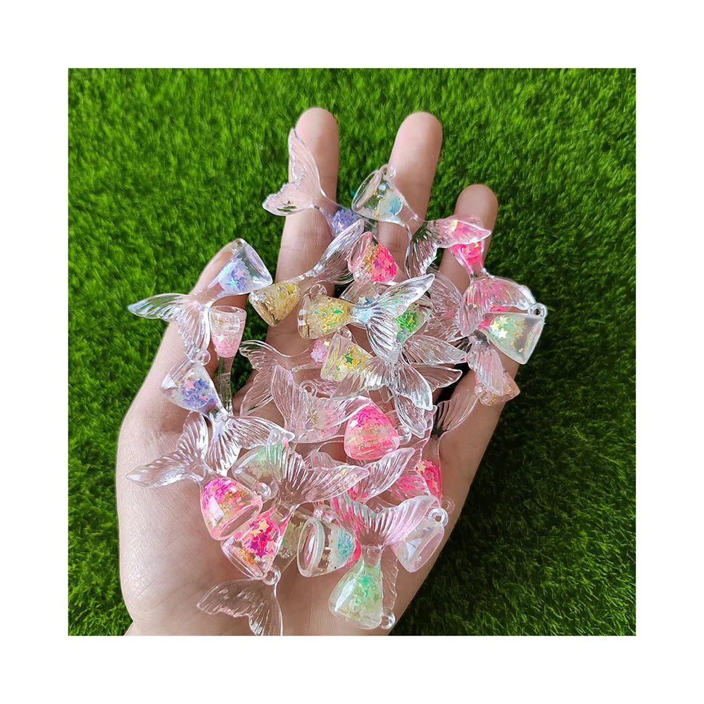 Cute Fish Tail Resin Luminous Charms 3D Pendant for DIY Kawaii Keychain Earring Accessories