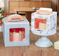 Low MOQ Fast Delivery Paper Clear Transparent Window Box for Cheese Portable Folding Cake Box with Handle Insert Card
