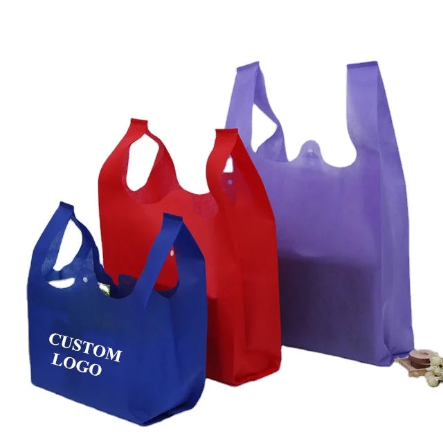 Cheap Tote Bags Custom Printed Recyclable Fabric Eco Friendly Reusable Non Woven Shopping Bags with Logo