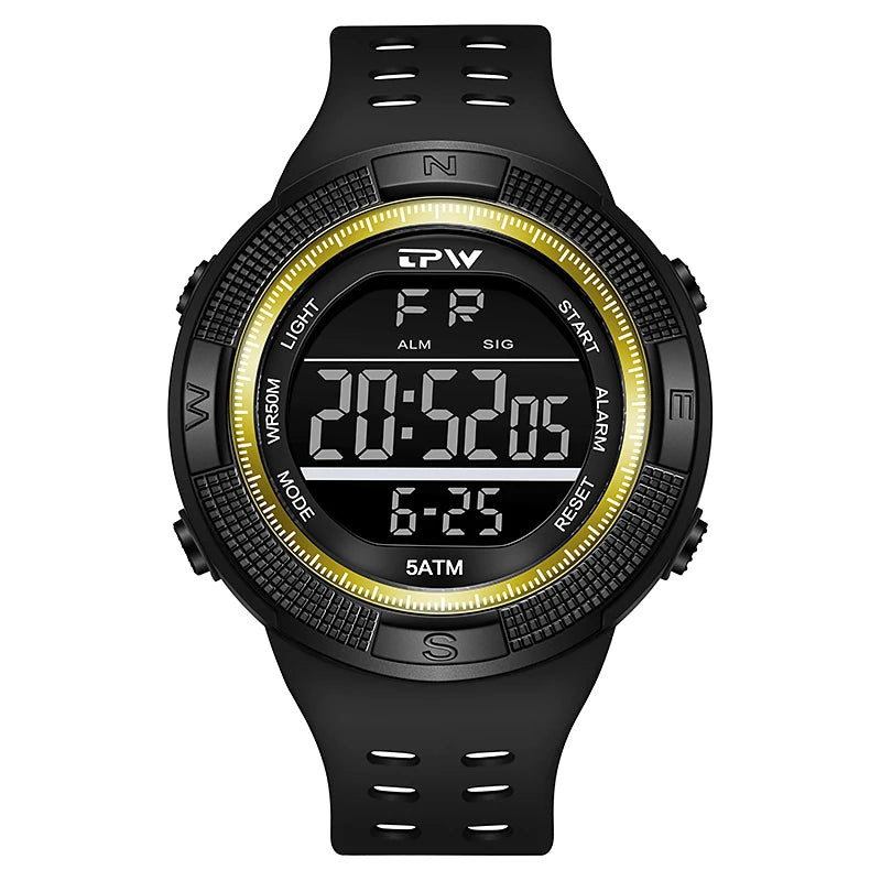 Mens Casual Sport Digital Wristwatch Fashionable Wholesale Electronic Watch Alarm Luminous Water Resistant Features Resin Band