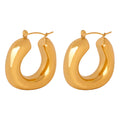 Hypoallergenic Geometric Chunky Hoops Jewelry 18k Gold Waterproof Non Tarnish Minimalist U Shaped Statement Large Hoop Earrings