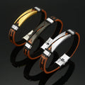 Hip Hop Punk Christian Religious Jewelry Stainless Steel Wristband Cross Leather Bracelet Male