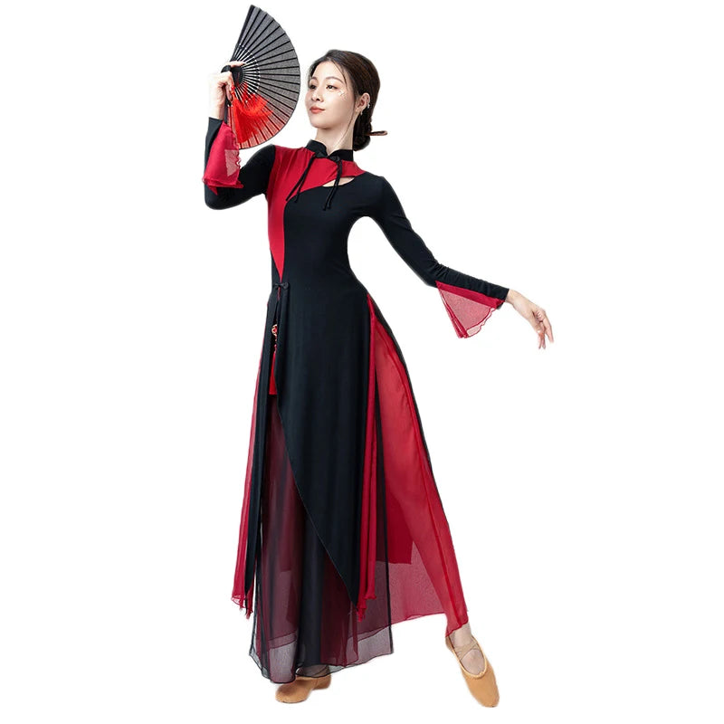 Newest Chinese Style Women's Elegant Qipao Style Ethnic Classical Dance Performance Costumes Suit